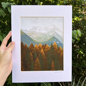 Matted Art Print: Misty Autumn Mountains | Limited Edition signed and matted print