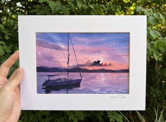Matted Art Print: Nafplio Sunset | Limited Edition signed and matted print