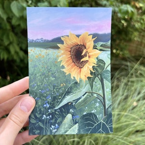 Postal Artístico: Girassol ao Pôr do Sol