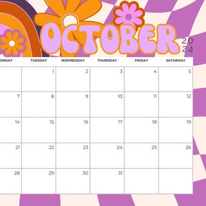 Printable October 24 Calendar : Retro Halloween Calendar Daisy Bright