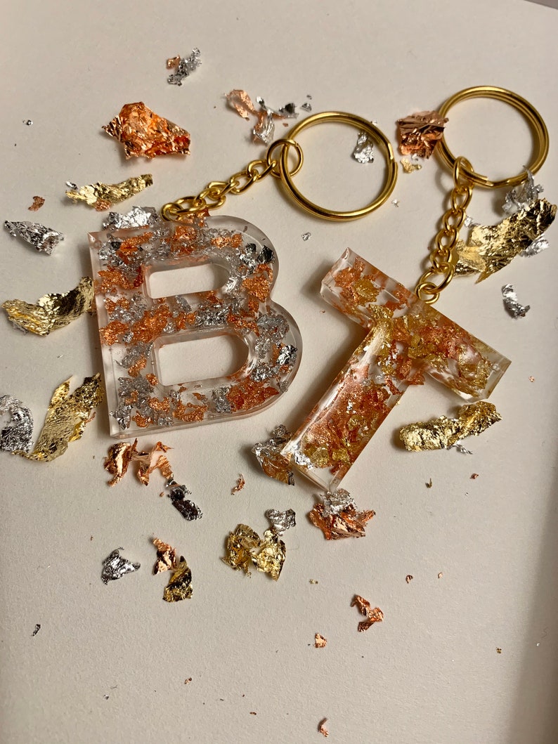 Resin Letter Keychain Etsy