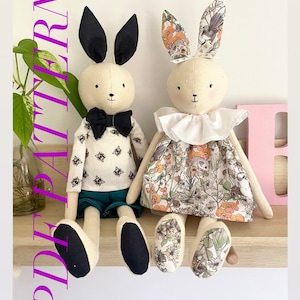 PATTERN Bunny girl and boy pattern and tutorial with clothing pdf/digital download