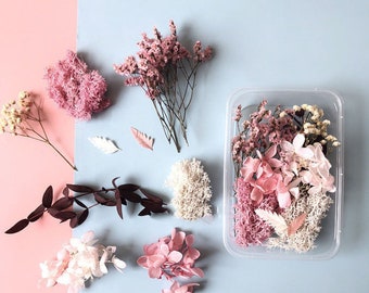 Pink & White Dried Flower Set: Natural Floral Decor
