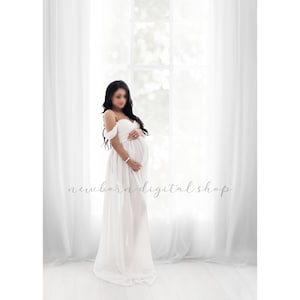 Backlit Window Digital Backdrop OVERLAY White Curtains, Maternity Photography