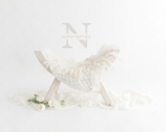 Newborn Boho Digital Prop Soft White Floral Backdrop Prop