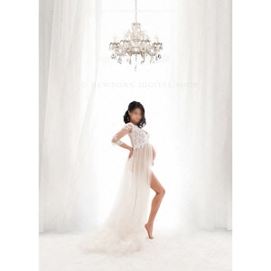 Backlit Window CHANDELIER Digital Backdrop, White Curtains, Maternity Photography