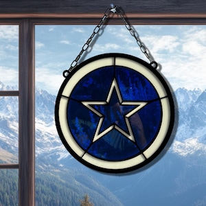 Cowboys Faux Stained Glass Hanging - Beautiful Décor for Fans!