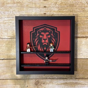Wizarding School House Emblem Display Frame - Custom Building Block Mini Figure Wall Art - Holds Over 12 Mini Figs (9.75x9.75)