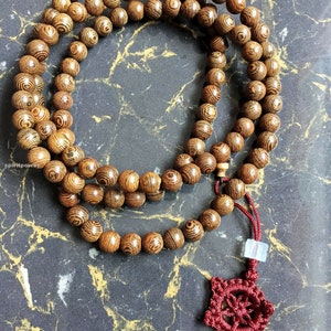 Genuine Wenge Wood 108 6mm Buddhist Prayer Bead Mala Necklace/Bracelet