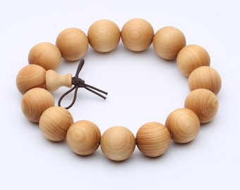 Big Stretchy Tibetan 15 15mm Buddhist Fragrant Cedar Wood Prayer beads Delicately Buddha Prayer Beads Wrist Mala Bracelet