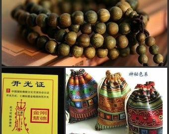 Blessed !! Green Sandalwood 108 Buddhist Prayer Bead Mala Bracelet/Necklace