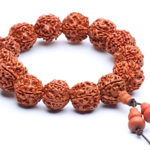 Huge Stretchy Tibetan 13 18mm Rudraksha Bodhi Seed Prayer Beads Mala Bracelet W counting beads