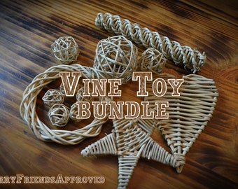 Vine toy bundle, shredder toys for small pets, chinchilla, rabbit, hamster, degu, ferret, gerbil, bird