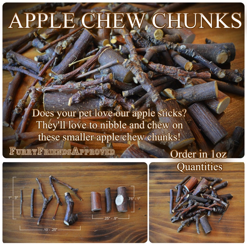 Apple sticks, apple twiglets, apple twigs, apple chew chunks, treats for small pets, chinchilla, degu, rabbit, hamster, gerbil, rat, bird image 7