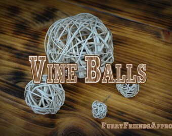 Vine balls, shredder toy for small pets, chinchilla, degu, ferret, rabbit, hamster, gerbil, bird, variety of sizes