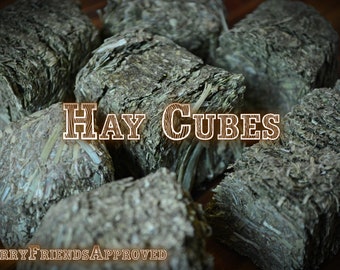 Hay cubes, treats for small pets, alfalfa, timothy hay, chinchilla, rabbit, guinea pig, hay products