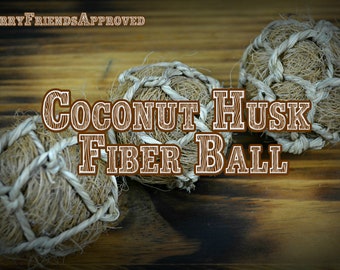 Coconut husk ball, toy for small pets, chinchilla, degu, rabbit, hamster, gerbil, bird