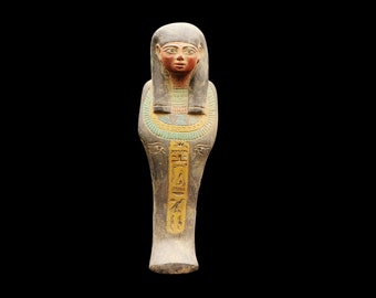 XLarge_RARE Antique Egyptian Faience Ushabti (Shabti) Statue Figure..ANCIENT EGYPT