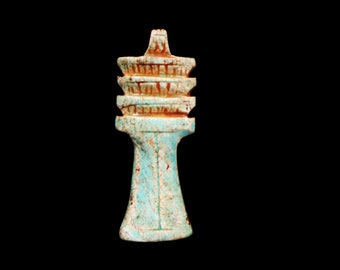 Rare Antique Stone/Faience Amulet Figurine Pendant of Ancient Egyptian Djed Pillar "Symbol of Strength & Resilience"...MEDIUM