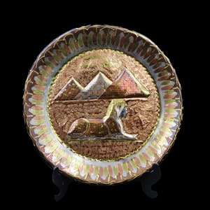 Antique Handmade Solid Carving Copper/Brass Wall Hanging Plaque of the Ancient Great PYRAMIDS & SPHINX