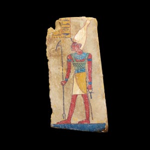 Antique Curved Wood Wall Plaque Ancient Egyptian Panel With &quot;Pharaoh King&quot;  Fragment Relief