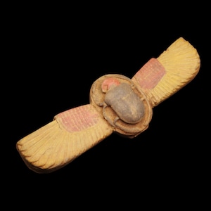 ANTIQUE Egyptian Winged Scarab Beetle Sculpture (Khepri) &quot;Symbol of Creation and Renewal&quot;