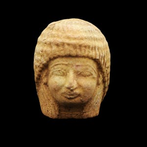Unique Antique Egyptian Queen Pharaoh Terracotta Bust Mask Figure