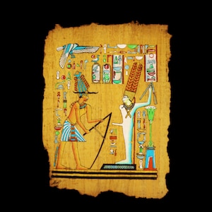 RARE Antique Egyptian Handmade Authentic OLD Papyrus Art Painting (16&quot; x 12&quot; Inches)...One of a Kind