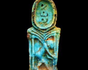 Zeldzaam antiek steen/faience-amuletbeeldje van oud Egyptisch... ZEER UNIEK!