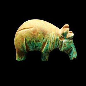 Rare LARGE Antique Faience/Stone Figurine Hippopotamus (Hippo) of Ancient Egyptian