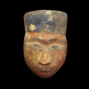 Máscara de busto de madeira extragrande autêntica e antiga de rainha faraó egípcia... rara