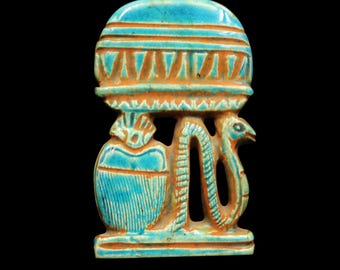 Zeldzaam antiek oud-Egyptisch groot amulet van geglazuurde steen/faience
