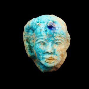 Figura rara de máscara de busto de pedra/faiança da rainha egípcia antiga... GRANDE