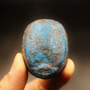 Rare Antique Stone/Faience Scarab Beetle Amulet Figurine of Ancient Egyptian Civilization
