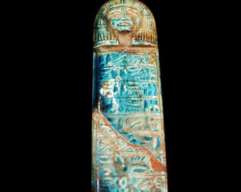 Zeldzaam antiek van oud-Egyptisch geglazuurd faience-amulet 'Queen Tiye'-masker... GROOT
