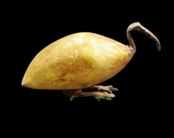 Rare statue égyptienne antique en bois/cuivre du sacré IBIS Thot « Dieu de la sagesse »... Unique en son genre