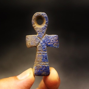 Antique Wadjet Stone Pendant Amulet Cross ANKH Key of Life Figurine of Ancient Egyptian