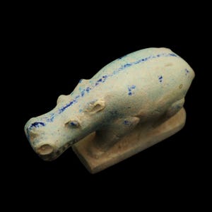 Rare Antique Faience Statue Hippopotamus (Hippo) of Ancient Egyptian...LARGE