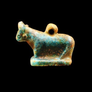 Authentic Antique Egyptian Stone/Faience Pendant Amulet of Ancient Egyptian HATHOR COW "GODDESS of Love & Motherhood"