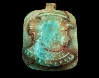 Rare Authentic Unique Faience Pendant Amulet of Ancient Egyptian Queen Cleopatra &quot;Final Pharaoh of Ancient Egypt&quot;