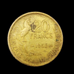 Feine authentische Sammler ALTE Münze 1950 FR Frankreich 20 Francs Hahn Tier