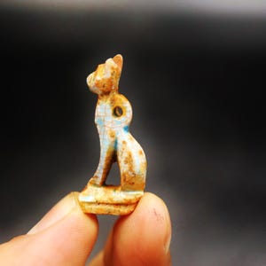 Colgante antiguo de piedra/loza con forma de gato BASTET, "Diosa del placer", figura amuleto del antiguo Egipto... PEQUEÑO