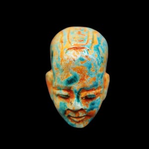 Unique Authentic Antique Egyptian King Pharaoh Bust Stone/Faience Mask Head Figure with great Details