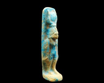 Uniek antiek faience-amulet beeldje Oesjabti, oude Egyptische mythologie.....KLEIN
