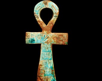 Rare Antique Stone/Faience Amulet Cross ANKH Key of Life Figurine of Ancient Egyptian