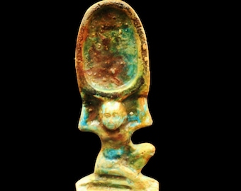 Zeldzaam antiek steen/faience-amuletbeeld van oud Egyptisch... ZEER UNIEK!