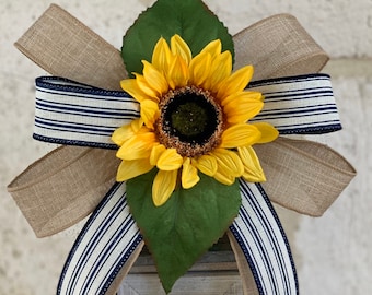 Sunflower lantern swag, sunflower lantern bow, farmhouse lantern swag, farmhouse wreath bow, sunflower wreath bow, spring lantern swag, bow