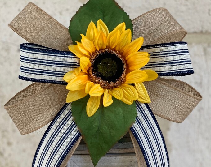 Sunflower lantern swag, sunflower lantern bow, farmhouse lantern swag, farmhouse wreath bow, sunflower wreath bow, spring lantern swag, bow