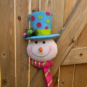 Candy Top Hat Snowman Ornament, ornament snowman, wreath supply, Christmas ornament, Christmas snowman, pink blue snowman, Christmas wreath