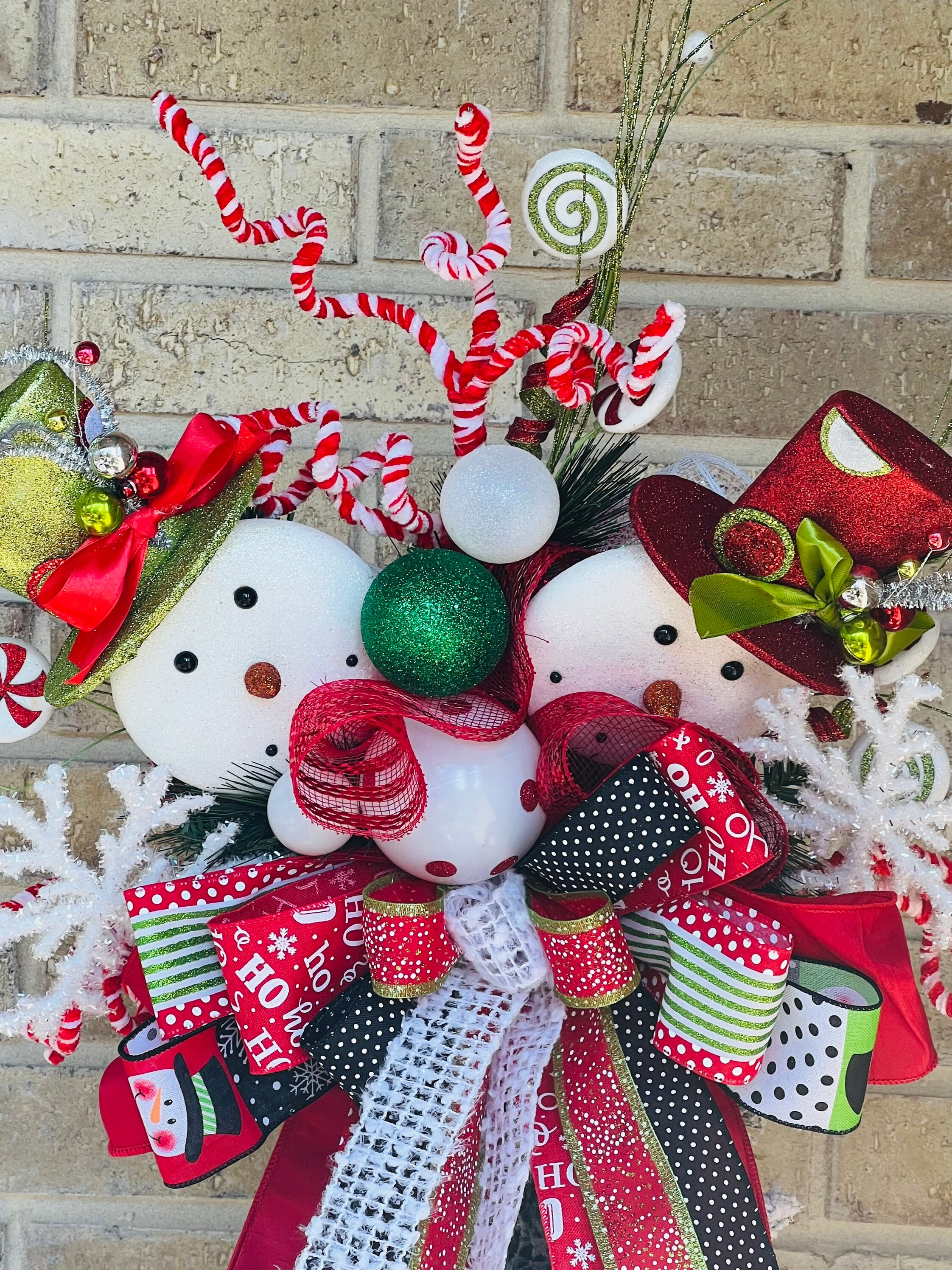 Whimsical Snowman Tree Topper Pick, Snowman Christmas Tree Topper, Snowman  Glitter Spray Decoration 